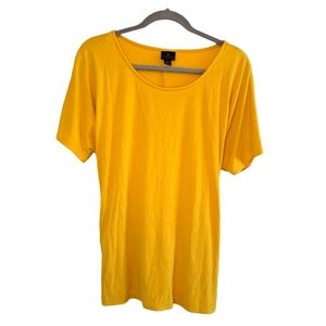 Worthington Yellow Short Sleeve Rib Knit Tie Top Dressy Size XL